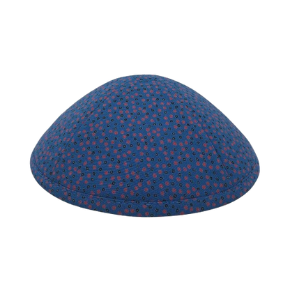 MJudaica Woven Blue Kippa With Red And Black Flower