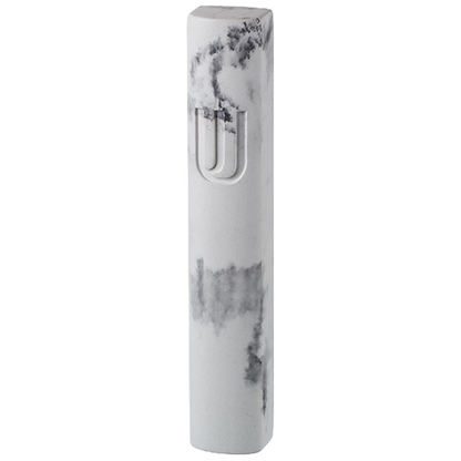 Polyresin Mezuzah Case 12cm, White Marble