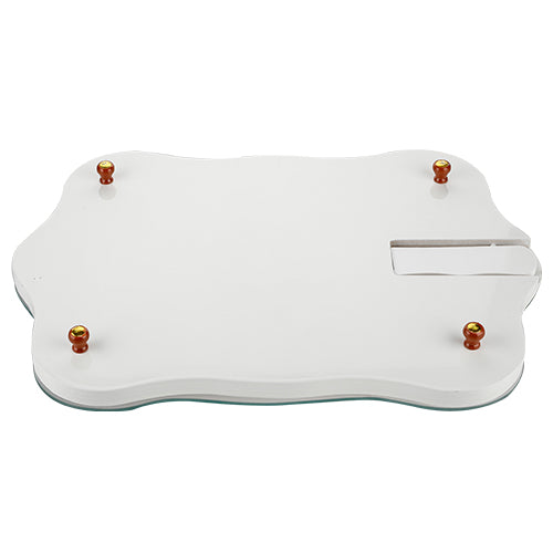 Elegant White Challah Tray & Knife