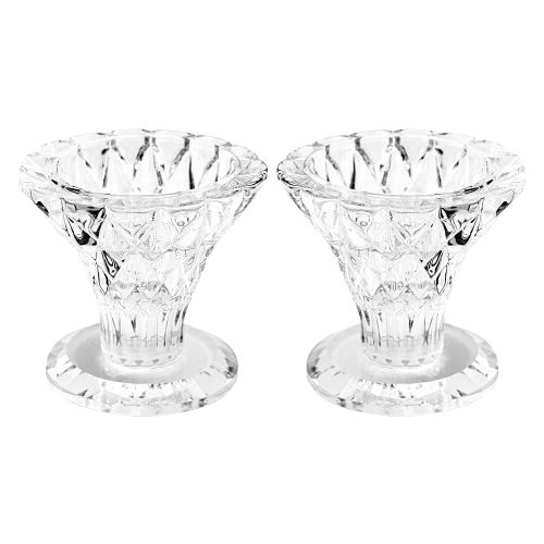 Pair of Elegant Crystal Candlesticks 5.5 cm