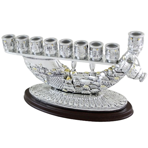 Silvered Polyresin Menorah