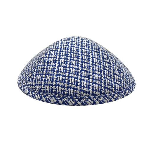 MJudaica Royal Blue White Woven Kippa