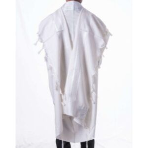 Wool Tallis - White and Silver Stripes